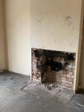 Living room fireplace transformation - before